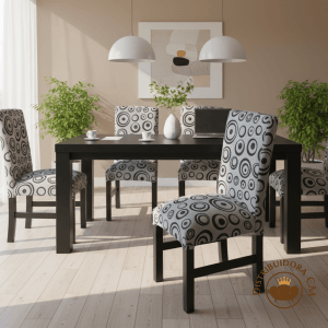 Silla vestida gris circulo negro