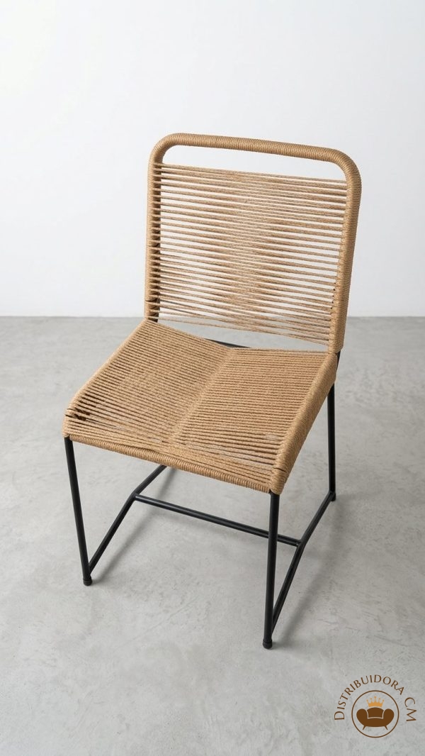 Silla tulum de caño yute marron