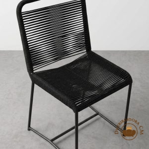 Silla tulum de caño yute negro