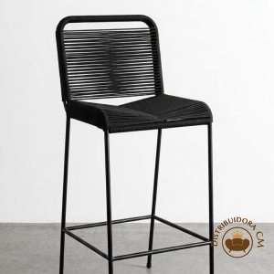 Taburete tulum de caño yute negro
